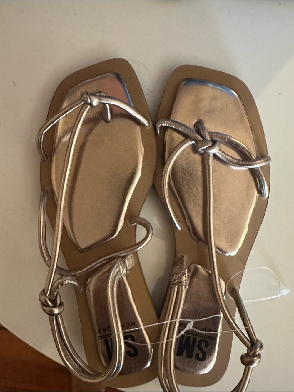 Steve Madden Metallic Gold Knot-Strap Flat Sandals